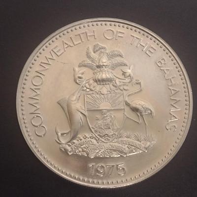 1975 Commonwealth of Bahamas Anniversary of Independance $10 Silver Coin Circulated (#35)