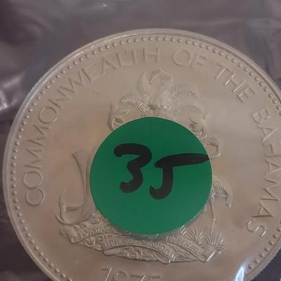 1975 Commonwealth of Bahamas Anniversary of Independance $10 Silver Coin Circulated (#35)