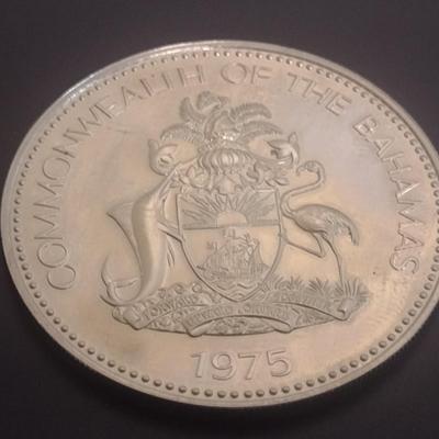 1975 Commonwealth of Bahamas Anniversary of Independance $10 Silver Coin Circulated (#35)