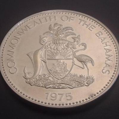 1975 Commonwealth of Bahamas Anniversary of Independance $10 Silver Coin Circulated (#36)