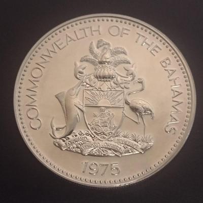1975 Commonwealth of Bahamas Anniversary of Independance $10 Silver Coin Circulated (#36)