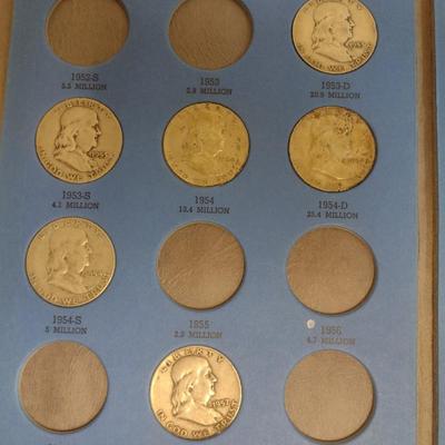 1948-1963 Benjamin Franklin Half Dollar Silver Coin Collection as Shown (#64)