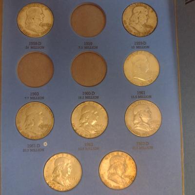 1948-1963 Benjamin Franklin Half Dollar Silver Coin Collection as Shown (#64)
