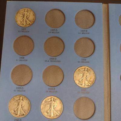 1937 to 1947 Liberty Standing Half Dollar Silver Coin Collection as Shown (#65)
