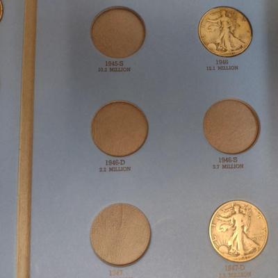 1937 to 1947 Liberty Standing Half Dollar Silver Coin Collection as Shown (#65)