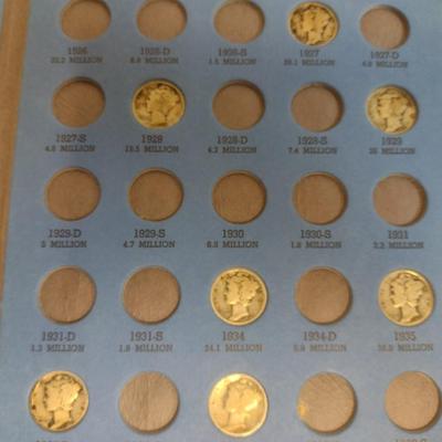 1916 to 1945 Mercury Head Dime Silver Coin Collection as Shown (#70)