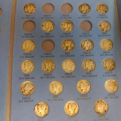 1916 to 1945 Mercury Head Dime Silver Coin Collection as Shown (#70)