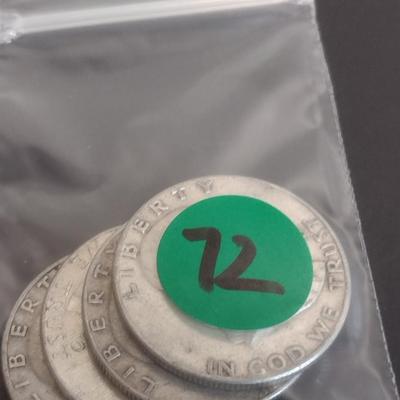 Set of Four US Mint Franklin Silver Half Dollars Various Dates Circulated (#72)