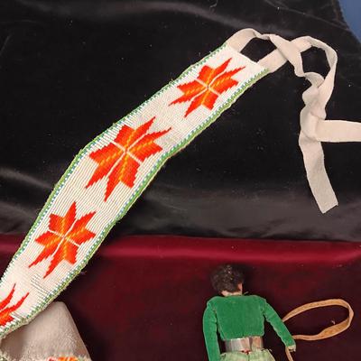 NATIVE AMERICAN CRAFTED HAND BEADED AND SEWN LEATHER BELT PLUS MORE