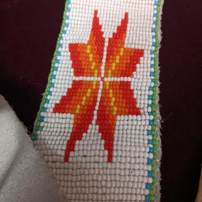 NATIVE AMERICAN CRAFTED HAND BEADED AND SEWN LEATHER BELT PLUS MORE