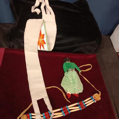 NATIVE AMERICAN CRAFTED HAND BEADED AND SEWN LEATHER BELT PLUS MORE