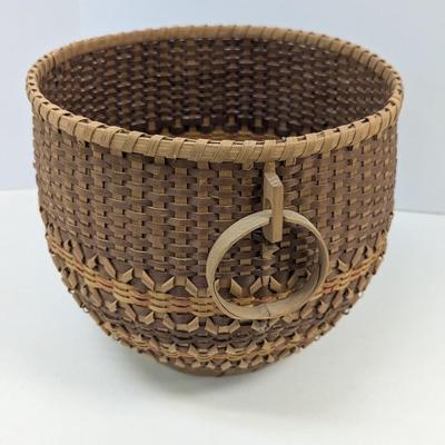 Native American Woven Basket With Ring Handles