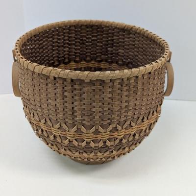 Native American Woven Basket With Ring Handles