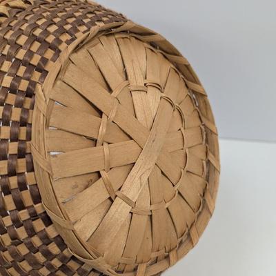 Native American Woven Basket With Ring Handles