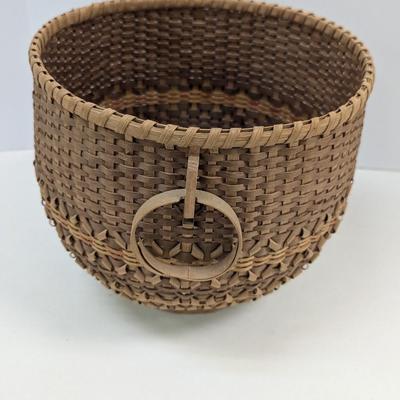 Native American Woven Basket With Ring Handles
