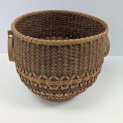 Native American Woven Basket With Ring Handles
