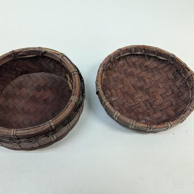 Check to see if is signed Antique Woven Lidded Chinese Basket #1