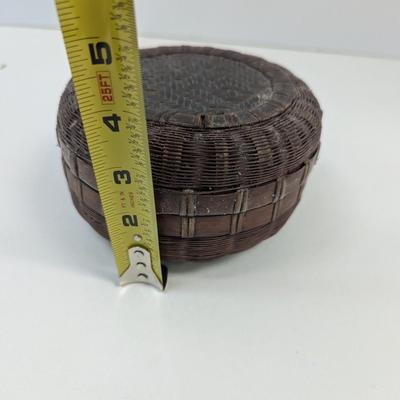 Check to see if is signed Antique Woven Lidded Chinese Basket #1