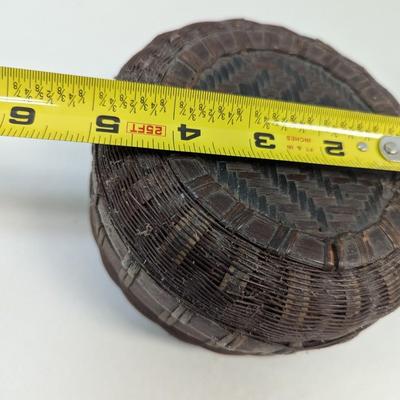 Check to see if is signed Antique Woven Lidded Chinese Basket #1