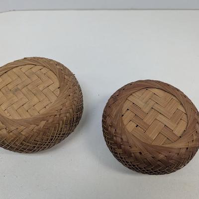 Native American Hand Woven Baskets Round Pattern Folk Art #2