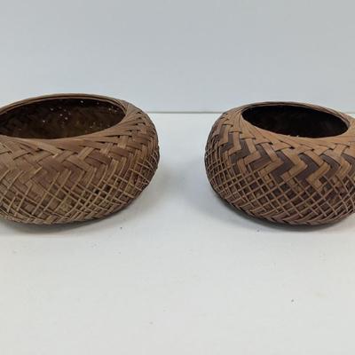 Native American Hand Woven Baskets Round Pattern Folk Art #2