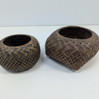Native American Hand Woven Baskets Round Pattern Folk Art #5