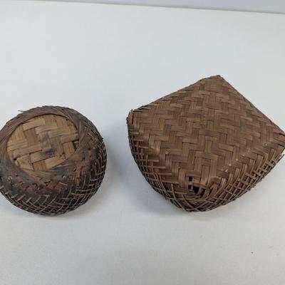 Native American Hand Woven Baskets Round Pattern Folk Art #5