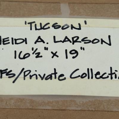Vintage Framed Horse Drawing "Tucson" 1991 Signed Heidi A. Larson