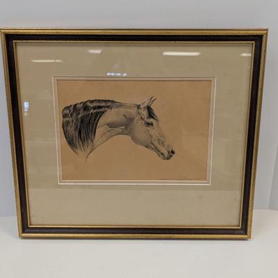 Vintage Framed Horse Drawing "Tucson" 1991 Signed Heidi A. Larson
