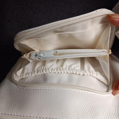 STONE MOUNTAIN CREAM COLORED LEATHER PURSE AND AN ANN TAYLOR LOFT BROWN LEATHER PURSE