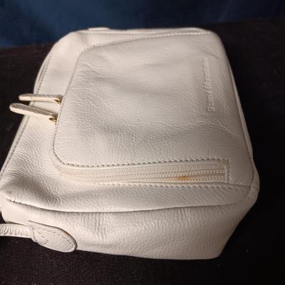 STONE MOUNTAIN CREAM COLORED LEATHER PURSE AND AN ANN TAYLOR LOFT BROWN LEATHER PURSE