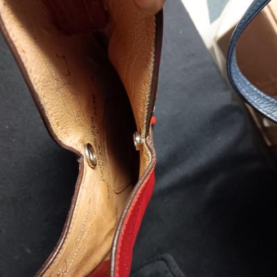 DESIGNS BY KARA REPURPOSED LEATHER BOOT PURSE WITH GLASS BEADED STRAP