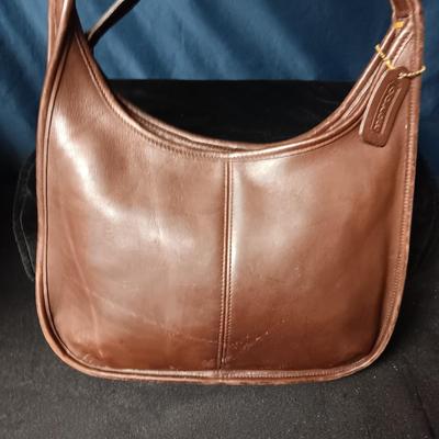 COACH BROWN LEATHER PURSE AND A KATE SPADE DENIM PURSE