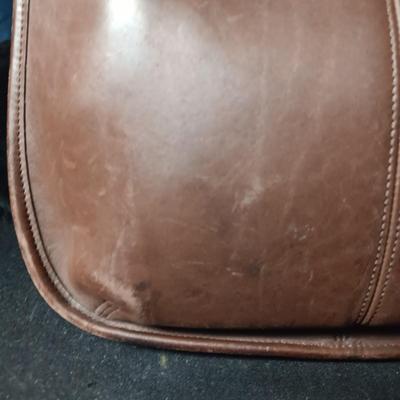 COACH BROWN LEATHER PURSE AND A KATE SPADE DENIM PURSE