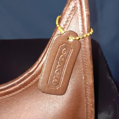 COACH BROWN LEATHER PURSE AND A KATE SPADE DENIM PURSE