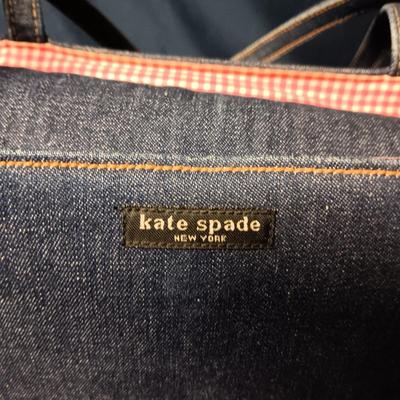 COACH BROWN LEATHER PURSE AND A KATE SPADE DENIM PURSE