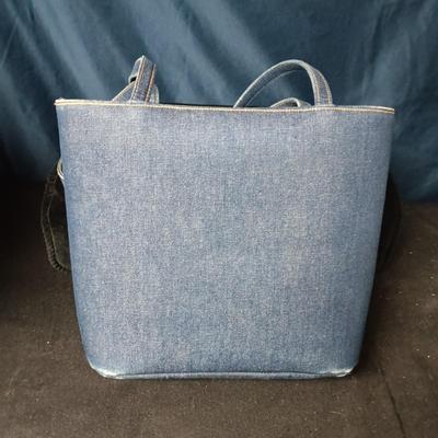 COACH BROWN LEATHER PURSE AND A KATE SPADE DENIM PURSE