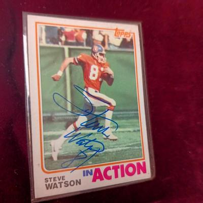 2 STEVE WATSON AUTOGRAPHED FOOTBALL CARDS