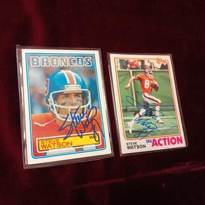 2 STEVE WATSON AUTOGRAPHED FOOTBALL CARDS