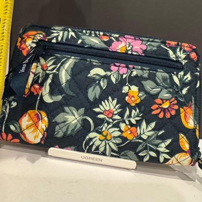 Vera Bradley Zip-Around Wallet. Fresh-cut Floral Green.