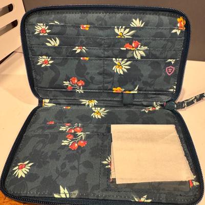 Vera Bradley Zip-Around Wallet. Fresh-cut Floral Green.