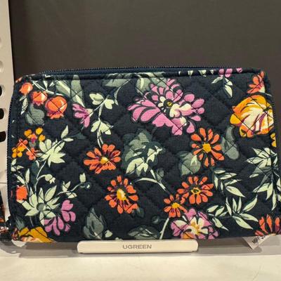 Vera Bradley Zip-Around Wallet. Fresh-cut Floral Green.