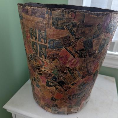 Vintage Hodgepodge Stamp Trash Can (FR)