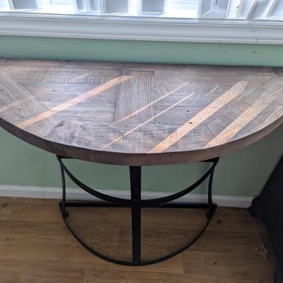 Rustic Wood & Metal Half Moon Table (FR)