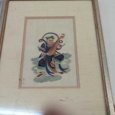 Japanese Hand Painted Art With Silk Matting