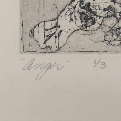 Signed & Numbered "Anger" Art Drawing
