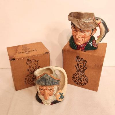 Lot #75 Lot of 2 vintage Royal Doulton Character Jugs - The Poacher and Don Quixote