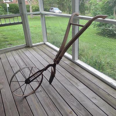 Antique Wood Frame Single Row Push Plow