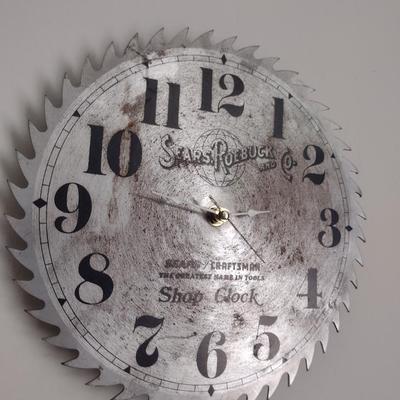 Vintage Sears Roebuck & Co Shop Wall Clock- Saw Blade Design- In Working Condition