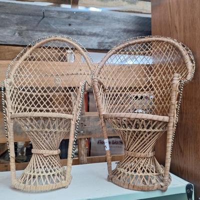Doll size wicker peacock chairs